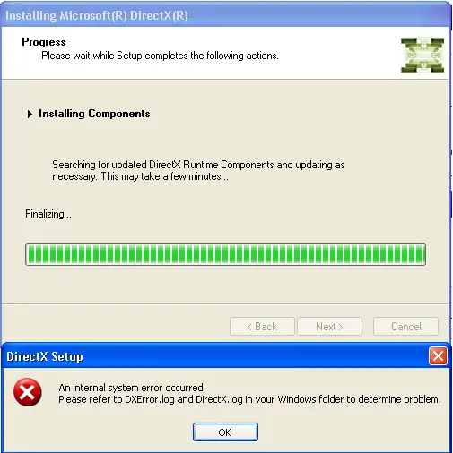 Installing Microsoft DirectX9.0c-Internal System Error - Techyv.com