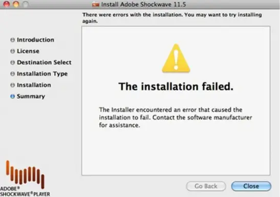 shockwave 11 not installing