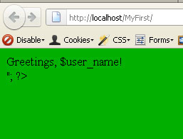 PHP Error-Greetings, $user_name