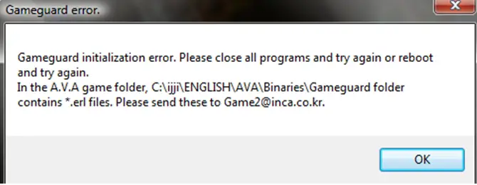 error update gameguard error code 500