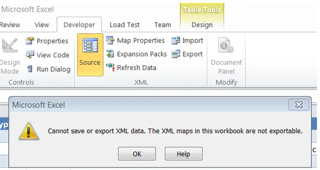 Cannot save or export XML data