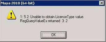 1:5 2: Unable to obtain License Value. RegQueryValueEx returned 3:2