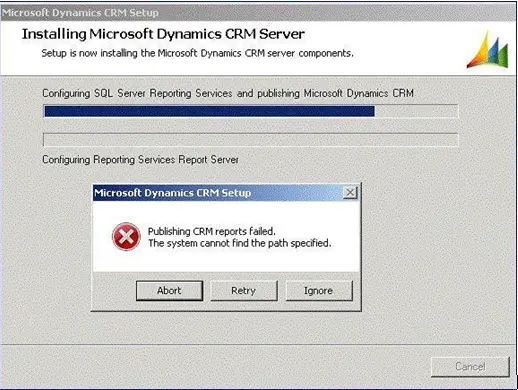 Publishing CRM reports failed