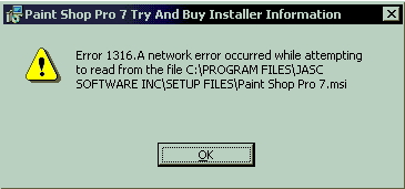 paint Shop Pro 7 error