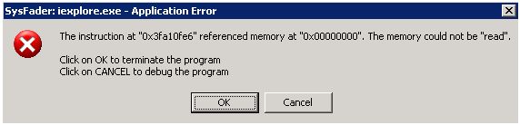SysFader: iexplore.exe - Application Error - Techyv.com