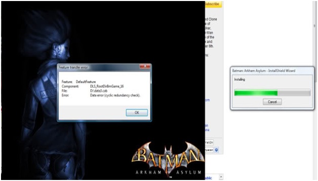 Batman Arkham feature transfer installation error 