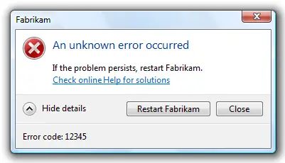 error 12345 - Fabrikam