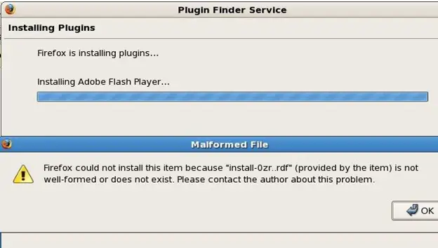 Firefox could not install this item because "install-0zr..rdf