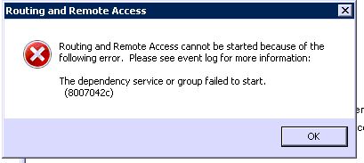 Routing And Remote Access Error