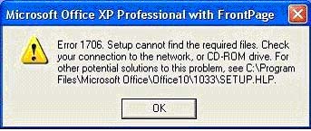 A problem in Microsoft Office XP Professional 