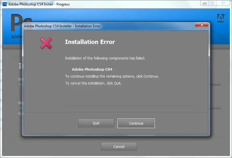 adobe cs5 updates fail to install