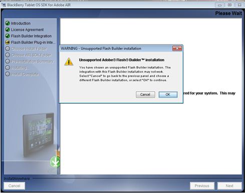 You have choose an unsupported Flash Builder installation