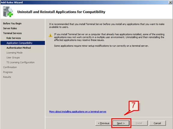 windows terminal services configuration