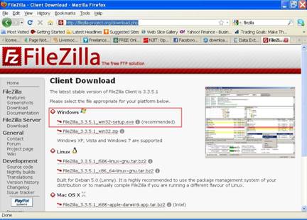 filezilla ftp client for win xp