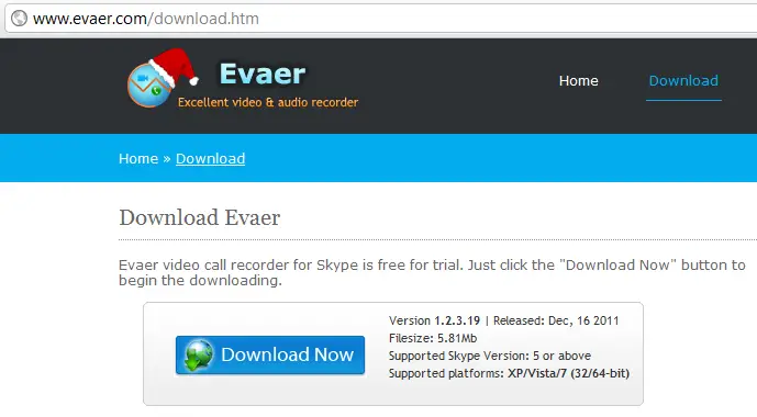 download Evaer Video Recorder for Skype 2.3.8.21 free