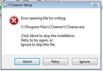 ccleaner download error opening for writing