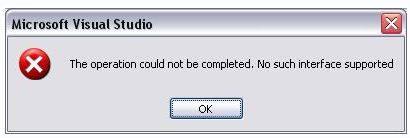 Microsoft Visual Studio The operation could not be completed 