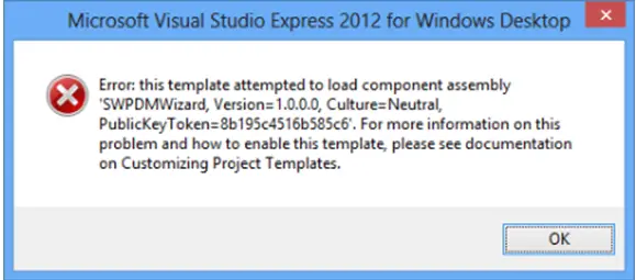 Error this template attached to load component assembly