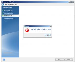 acronis true image failed to lock disk
