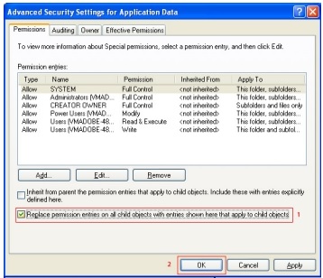 Replace Permission Entries On All Child Objects