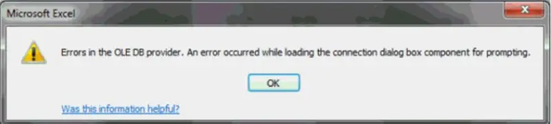 Errors in the OLE DB provider