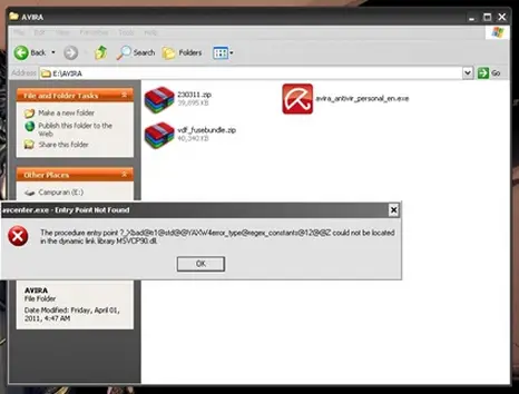 avcenter.exe – Entry Point Not Found