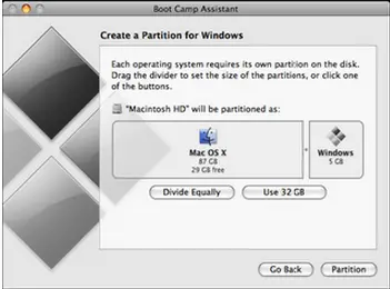 steps to install Windows 7 on MAC OS and create partition