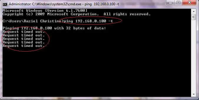 CMD prompt is connection time out