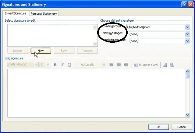 Default Signatures in Message