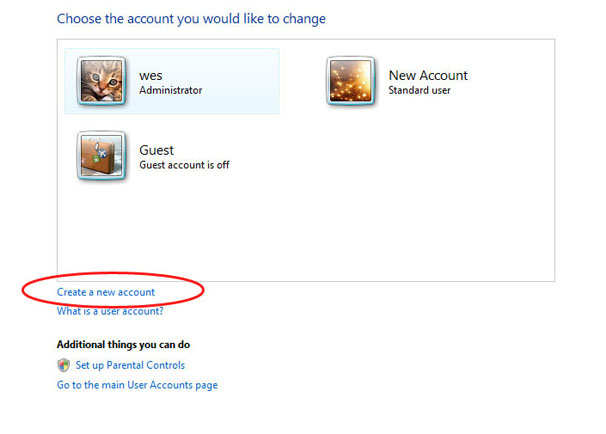 Create a new Account