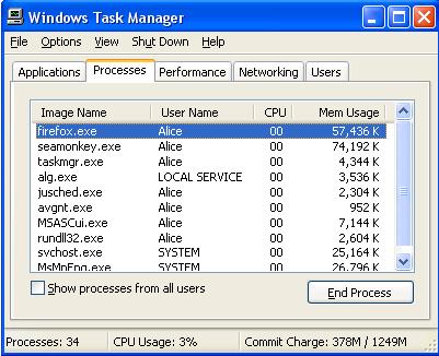 5 instances of firefox in task manager