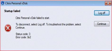 setup failed Citrix Personal vDisk