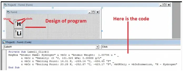 Design the interface-Put square shapes-Put labels and change their captions-code the program