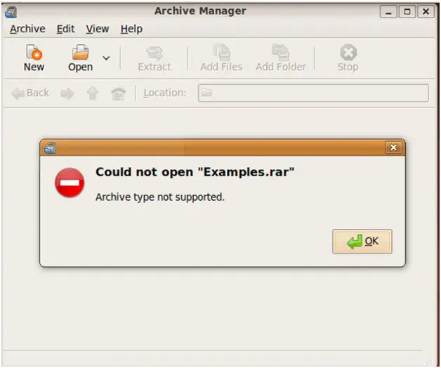 Archive type not supported