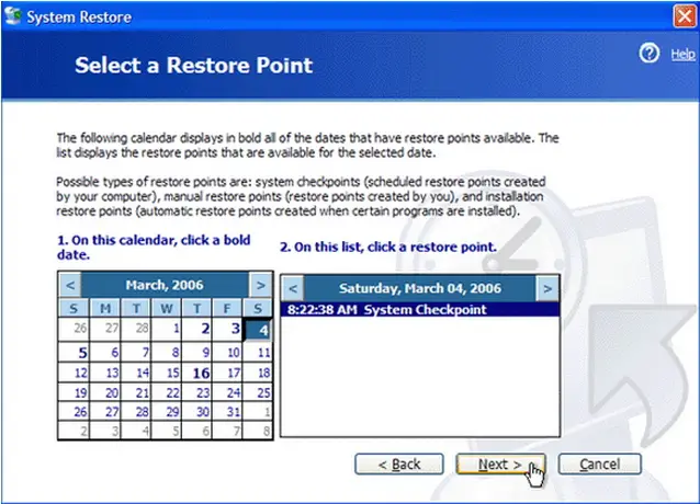 Restore my computer to an earlier time