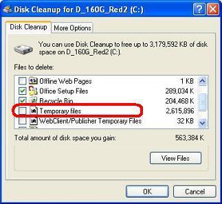 disk cleanup-temporary files