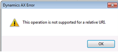This operation is not supported for a relative URI.