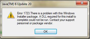 error 1723 installer package