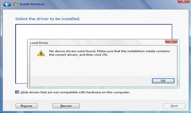 installation media containing the driver files download