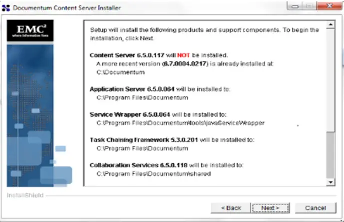 Documentum content server installer