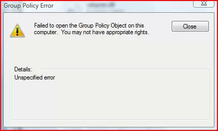 failed to open group policy object