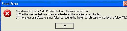 the dynamic library rld.dll failed to load