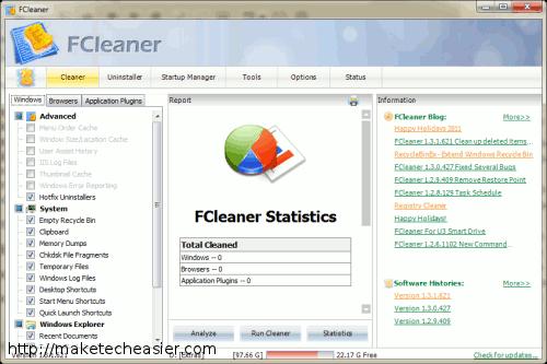 Fcleaner Windows disk and registry cleaning