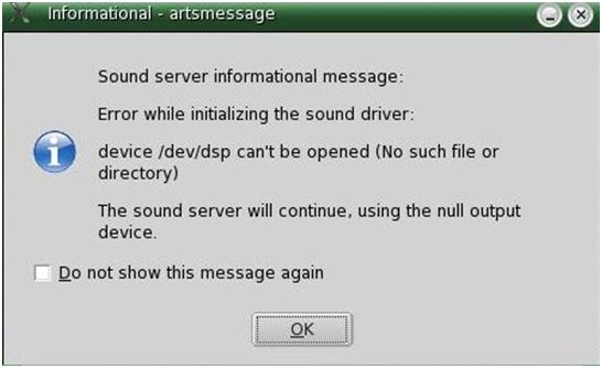 error while opening sound device