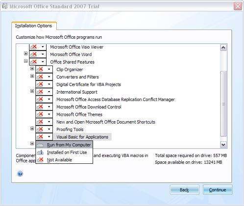 Excel 2007 install VBA