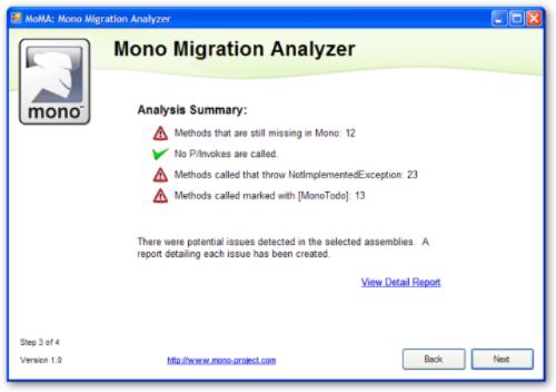 Methods that are still missing in Mono: 12 No p/invokes are called Methods called that throw NotImplementedExeption: 23