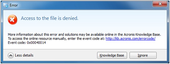 acronis true image failed to open data stream