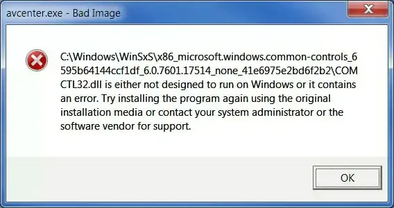 Avcenter.exe Bad Image