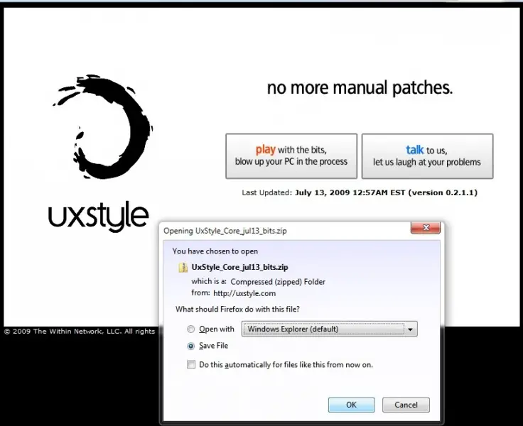 Uxstyle core для windows 7 как