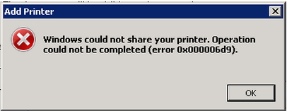 Operation could not be completed (Error 0x000006D9)